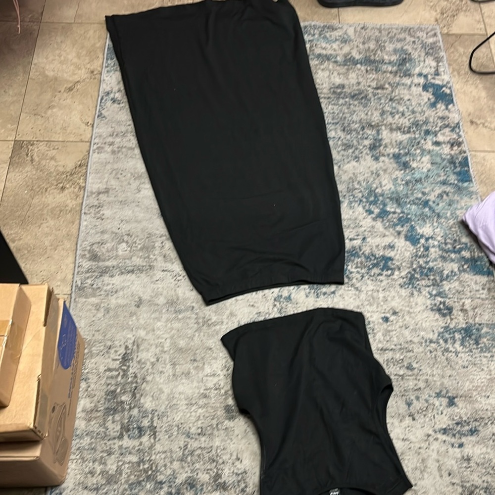 Black crop top and maxi skirt combo